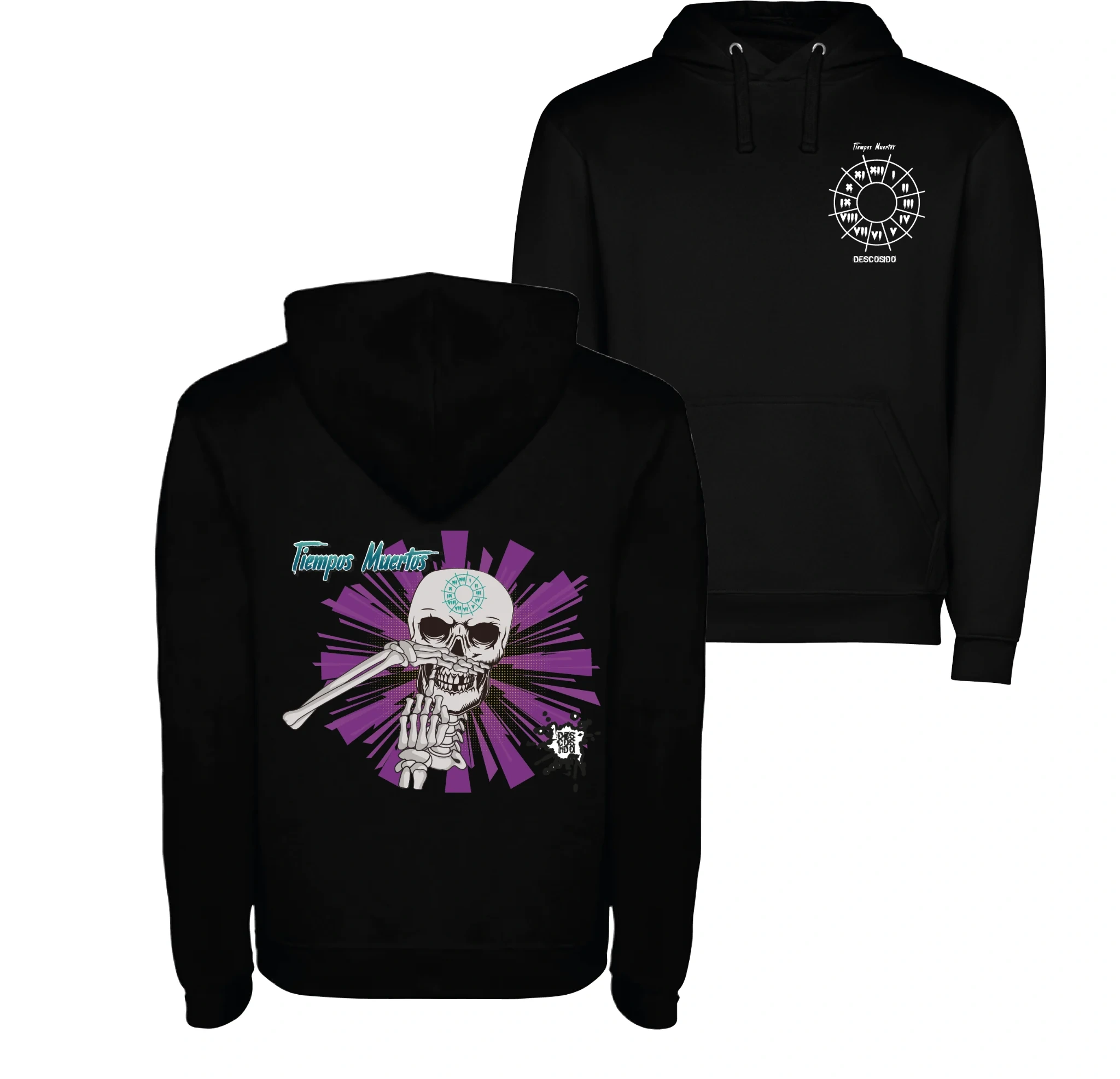 Sudadera negra con gráfica de Tiempos Muertos.
